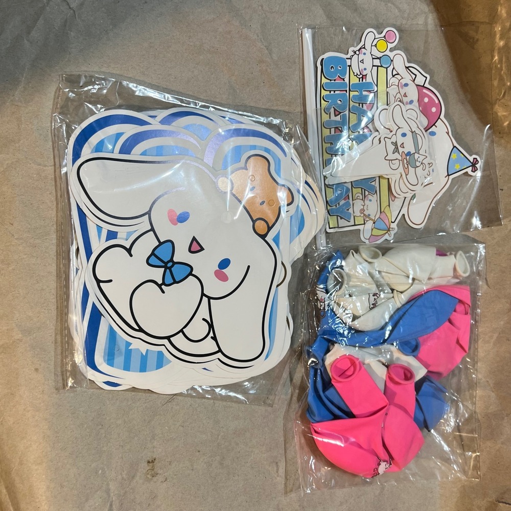 Sanrio Cinnamoroll Birthday Party Supplies Kit Blue Pink White Kawaii Decor Set